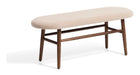 Kave Home Bankje Helda Chenille en eikenhout, 122cm - Beige/Bruin