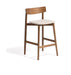 Kave Home Barkruk Evera Chenille en eiken - Beige/Bruin (zithoogte 67cm)