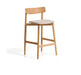 Kave Home Barkruk Evera Chenille en eiken - Beige/Naturel (zithoogte 67cm)