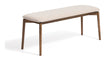 Kave Home Bankje Evera Chenille en eiken, 122cm - Beige/Bruin