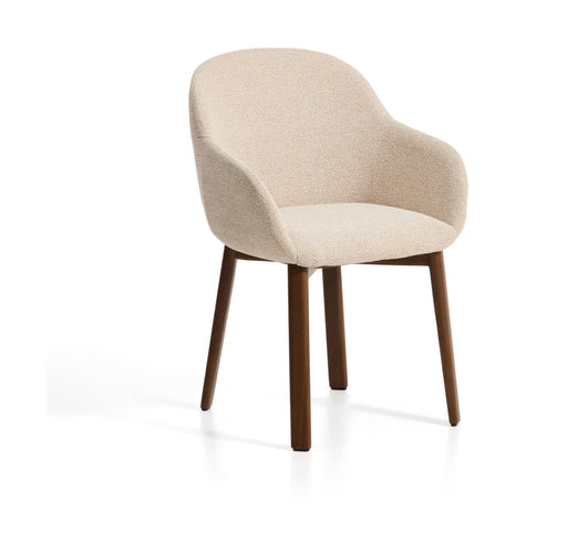 Kave Home Eetkamerstoel Meila Met armleuning, Chenille - Beige/Bruin - ThatLyfeStyle