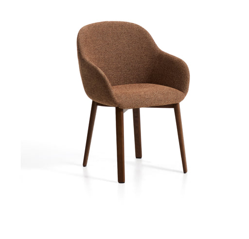 Kave Home Eetkamerstoel Meila Met armleuning, Chenille - Terracotta/Bruin