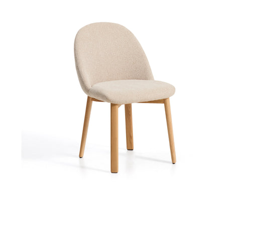 Kave Home Eetkamerstoel Meila Chenille - Beige/Naturel - ThatLyfeStyle