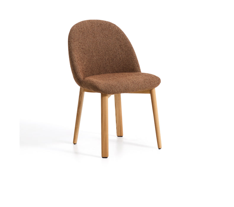 Kave Home Eetkamerstoel Meila Chenille - Terracotta/Naturel