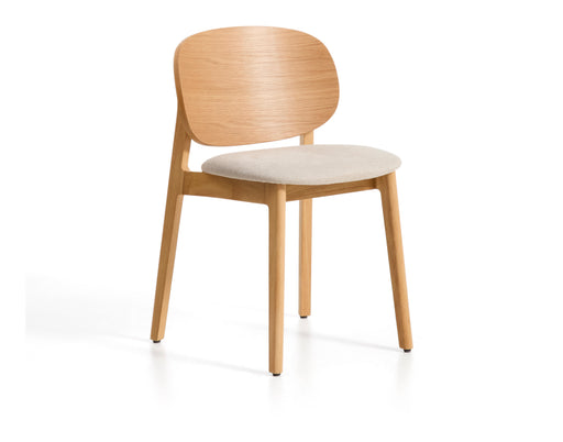 Kave Home Eetkamerstoel Ludara Eikenfineer en chenille - Beige