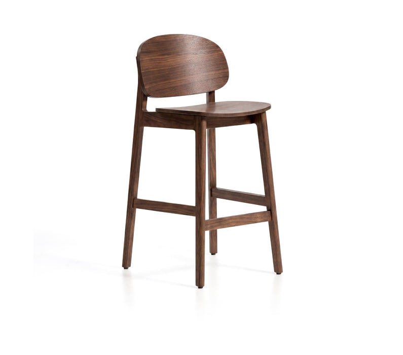 Kave Home Barkruk Ludara Eikenfineer - Walnoot (zithoogte 66cm)