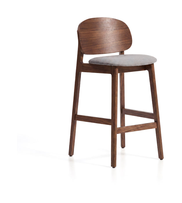 Kave Home Barkruk Ludara Walnootfineer en chenille - Bruin (zithoogte 69cm)