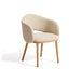 Kave Home Eetkamerstoel Maina Chenille en naturel essenhout - Beige