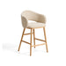 Kave Home Barstoel Maina Chenille & Naturel Essenhout - Beige (zithoogte 65cm)