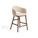 Kave Home Barkruk Maina Chenille & Walnootkleurig Essenhout - Beige (zithoogte 65cm)