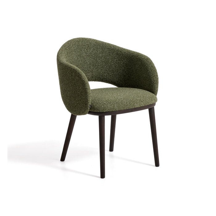 Kave Home Eetkamerstoel Maina Chenille & Essenhout - Groen