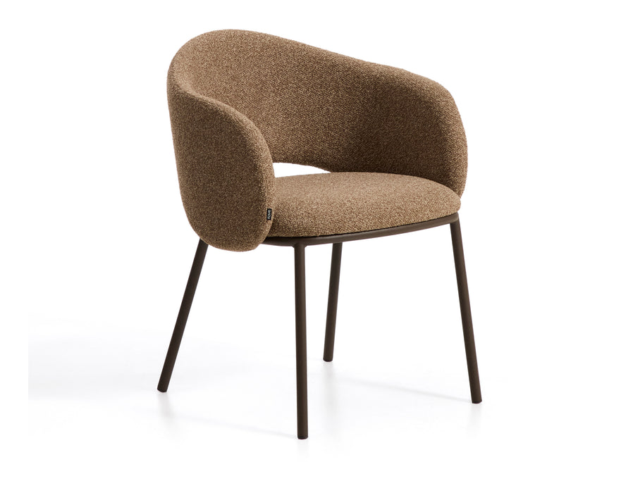 Kave Home Eetkamerstoel Maina Chenille - Bruin