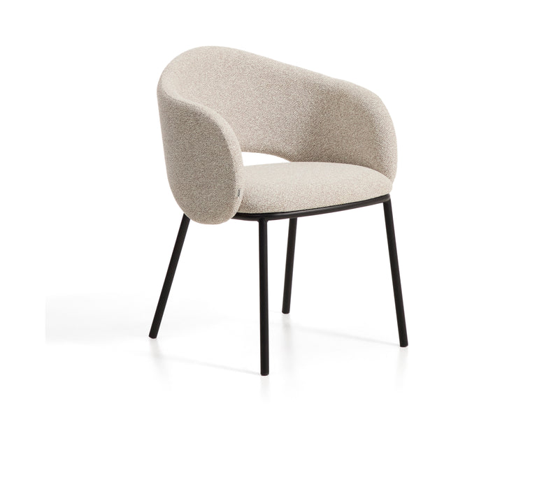 Kave Home Eetkamerstoel Maina Chenille - Beige/Zwart