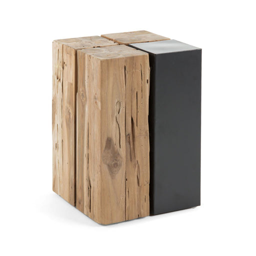Kave Home Bijzettafel Kwango Teakhout en metaal, 29 x 29cm - Vierkant