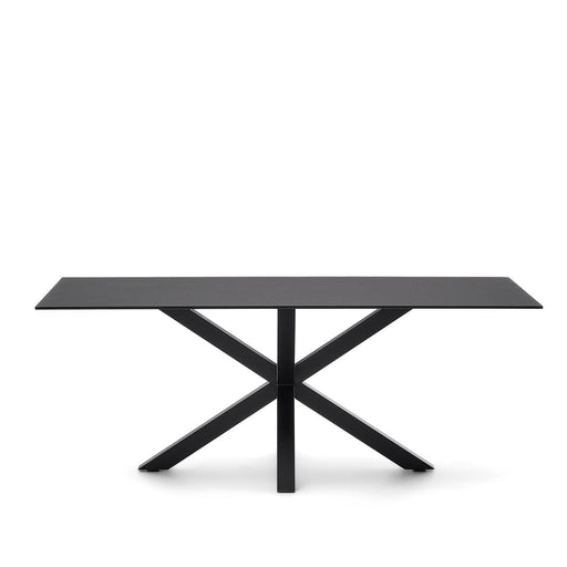 Kave Home Eettafel Argo Glas, 200 x 100 cm - Mat Zwart