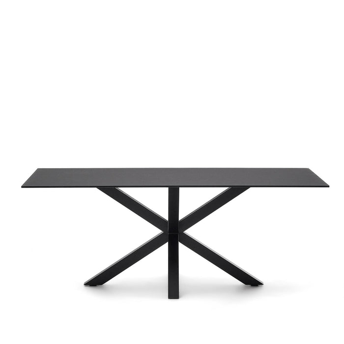 Kave Home Eettafel Argo Glas, 200 x 100 cm - Mat Zwart