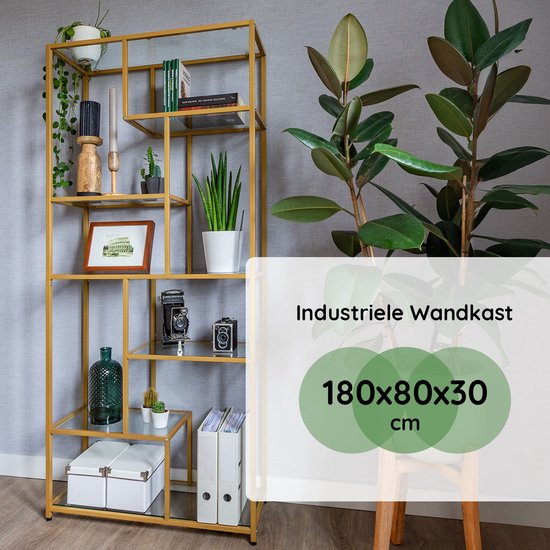 CASAMODA Boekenkast Goud - H180 x B80 x D30 cm - ThatLyfeStyle