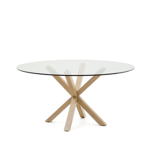 Kave Home Ronde Eettafel Argo Glas en houtlook, 150cm - Naturel
