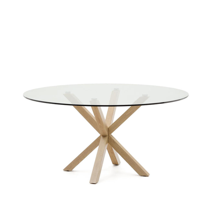 Kave Home Ronde Eettafel Argo Glas en houtlook, 150cm - Naturel