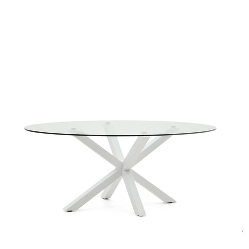 Kave Home Ovale Eettafel Argo Glas, 200 x 100cm - Wit - Ovaal
