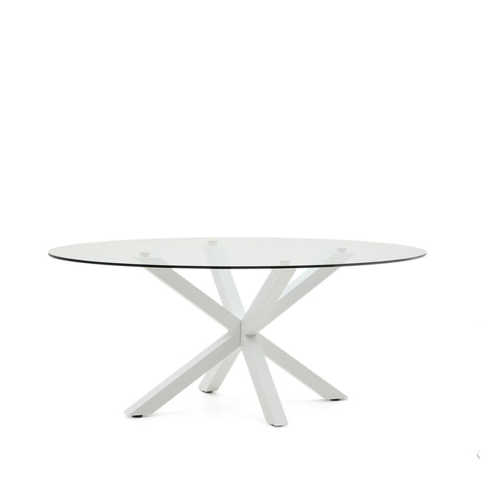 Kave Home Ovale Eettafel Argo Glas, 200 x 100cm - Wit - Ovaal