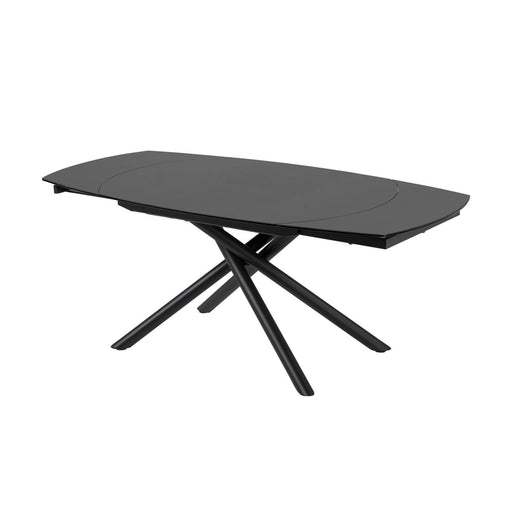 Kave Home Uitschuifbare Eettafel Yodalia Zwart glas 130-190 x 100cm - Ovaal - ThatLyfeStyle