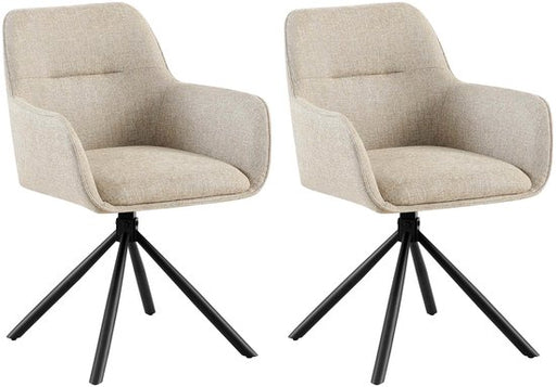 CLP Tipton Set van 2 Eetkamerstoelen - klassiek - draaibaar - Stof/taupe - ThatLyfeStyle