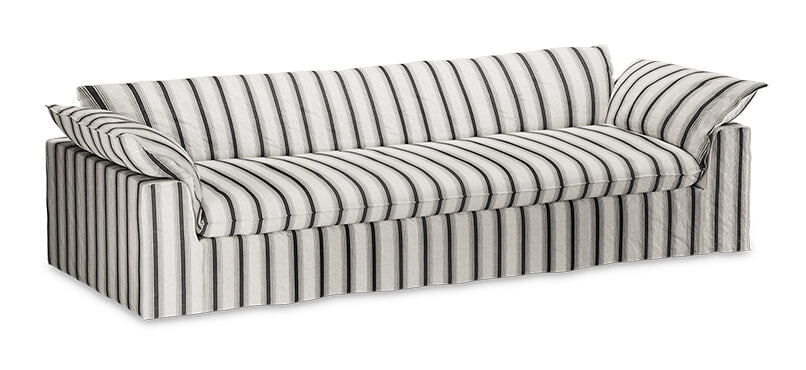 HKliving Hoes voor Bank Nomad 305cm, Rocco Chalkstripe - Zwart/Wit