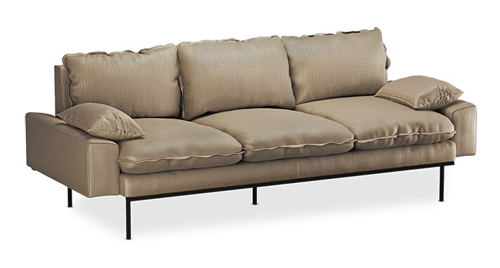 HKliving 3-zits Bank Retro 225cm, Geweven stof - Earth