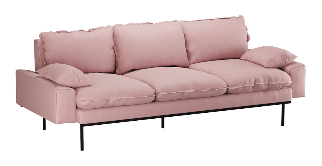 HKliving 3-zits Bank Retro 225cm, Geweven stof - Blossom
