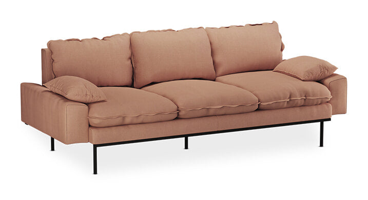 HKliving 3-zits Bank Retro 225cm, Linnen - Dusty Rose