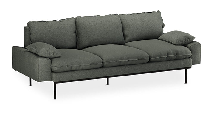 HKliving 3-zits Bank Retro 225cm, Wander stof - Legergroen