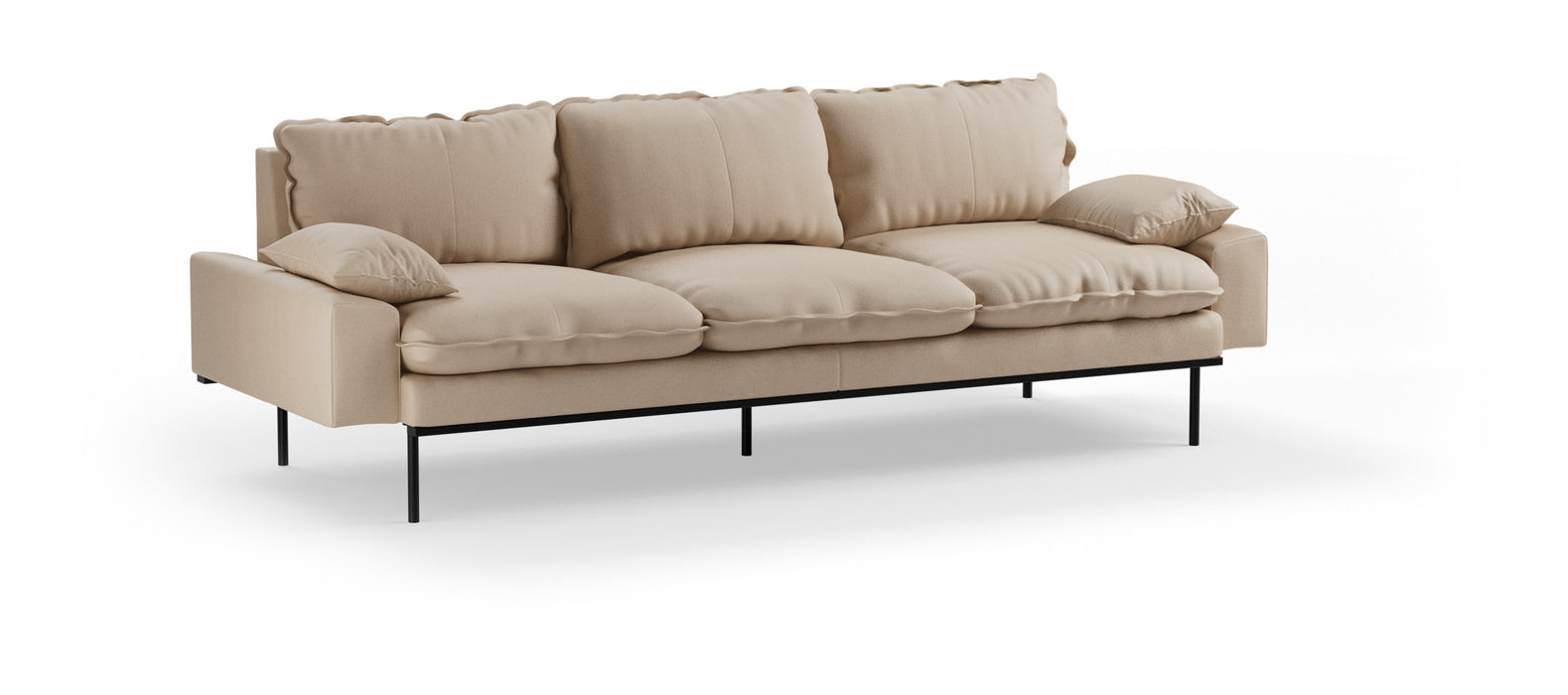 HKliving 4-zits Bank Retro 245cm, Knotted stof - Beige