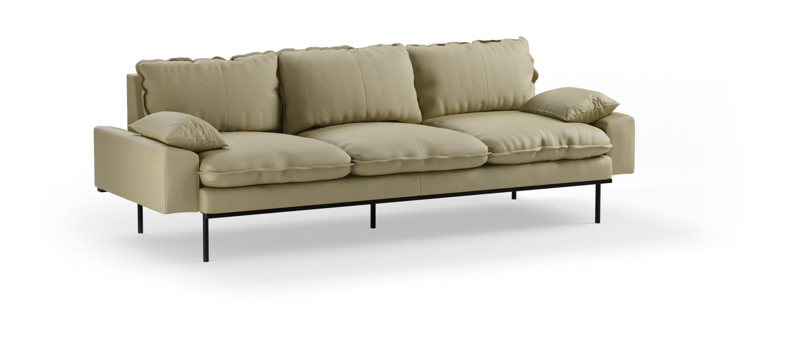 HKliving 4-zits Bank Retro 245cm, Knotted stof - Sage