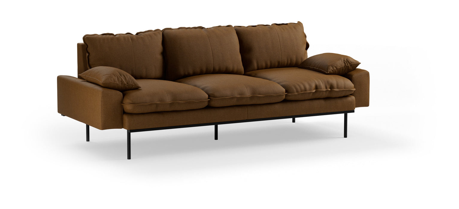 HKliving 3-zits Bank Retro 225cm, Whisper stof - Cassave