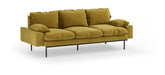 HKliving 3-zits Bank Retro 225cm, Velvet - Thai Curry