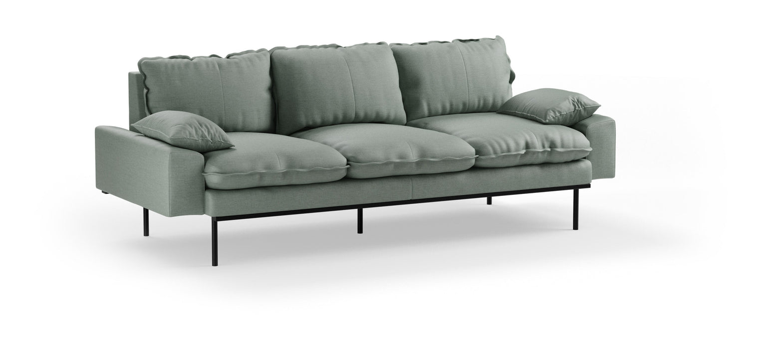 HKliving 3-zits Bank Retro 225cm, Dallas stof - Breeze