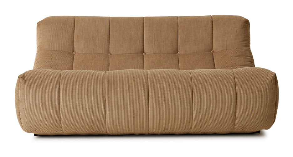 HKliving Bank Lazy Ribstof, 158cm - Bruin