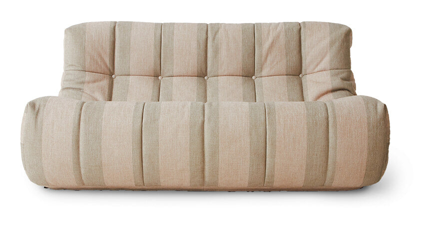HKliving Bank Lazy Lodge stof, 158cm - Beige gestreept