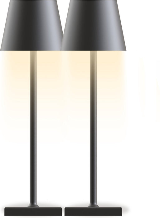 Calex Stelio Tafellamp - 2 stuks - Oplaadbaar - Dimbaar - Zwart