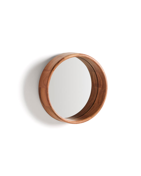 Kave Home Ronde Spiegel Berale Acaciahout, 30cm - Bruin