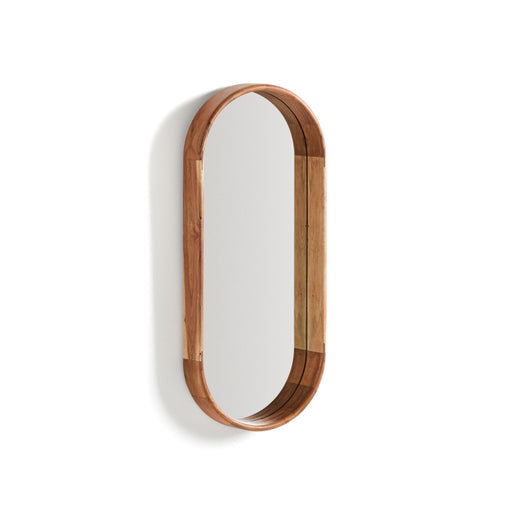 Kave Home Ovale Spiegel Berale Acaciahout, 76 x 33cm - Bruin - Ovaal