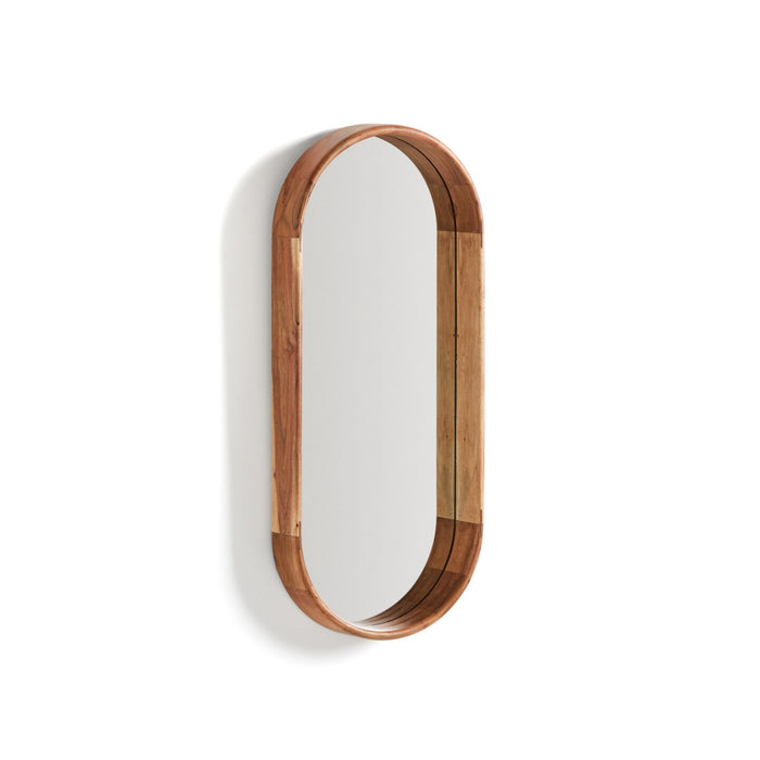 Kave Home Ovale Spiegel Berale Acaciahout, 76 x 33cm - Bruin - Ovaal