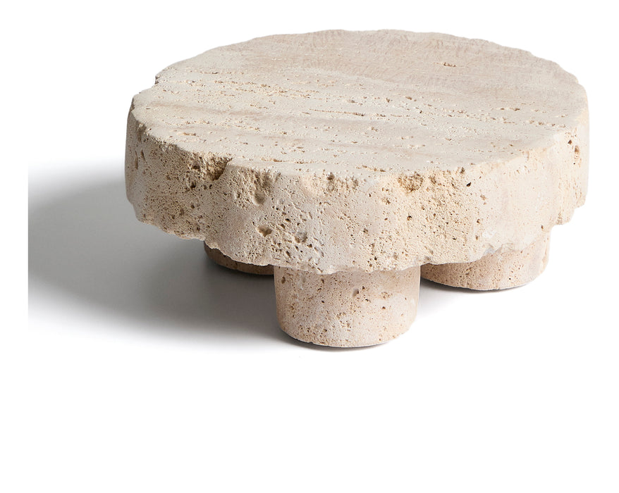 Kave Home Tafelstuk Zuno Travertin, Ø20cm - Ecru