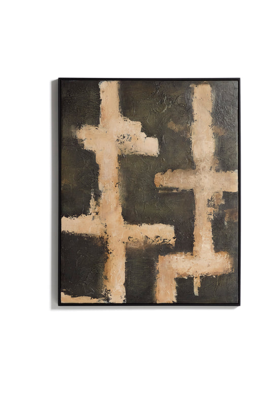 Kave Home Schilderij Emeri 80 x 100cm - Olijfgroen/Beige