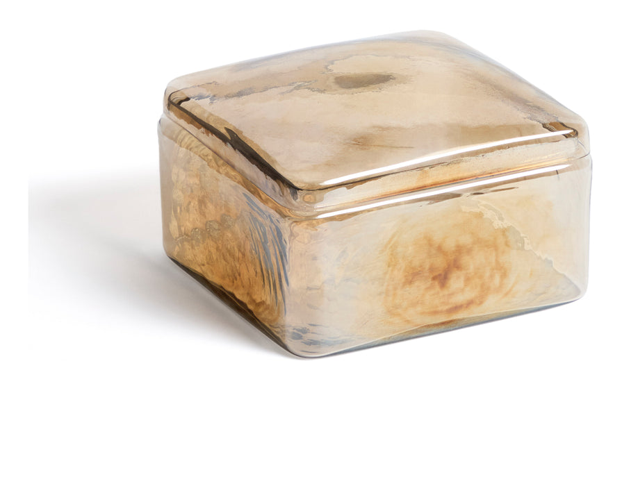 Kave Home Decoratieve Doos Aveli Glas, 19 x 19cm - Bruin - Vierkant