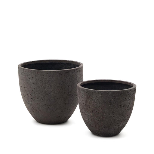 Kave Home Plantenpot Serili Set van 2 stuks - Donkergrijs - ThatLyfeStyle