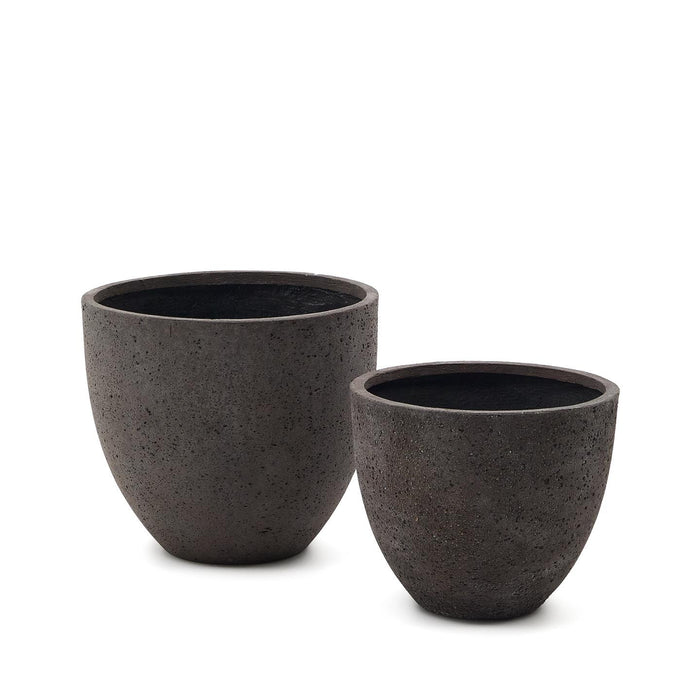 Kave Home Plantenpot Serili Set van 2 stuks - Donkergrijs - ThatLyfeStyle