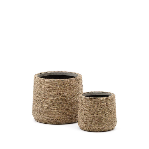 Kave Home Plantenpot Sigal Handgevlochten Espartogras, Set van 2 stuks - Naturel - ThatLyfeStyle