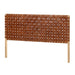 Kave Home Hoofdbord Calixta Teakhout en Leer, 153 x 110cm - Bruin